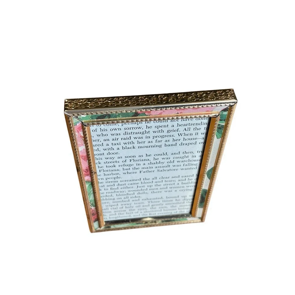 Vintage 90s Floral Print Picture Frame, 3x4 Photo, Metal Frame